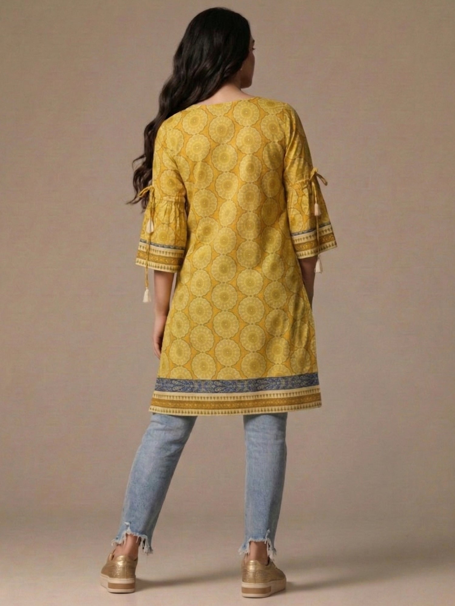 Tassel Neck Printed Cotton Lawn Kurti