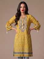 Tassel Neck Printed Cotton Lawn Kurti