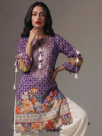 Floral Border Cotton Lawn Kurti