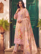 Blush Pink Floral Printed Cotton Lawn Kurta Set