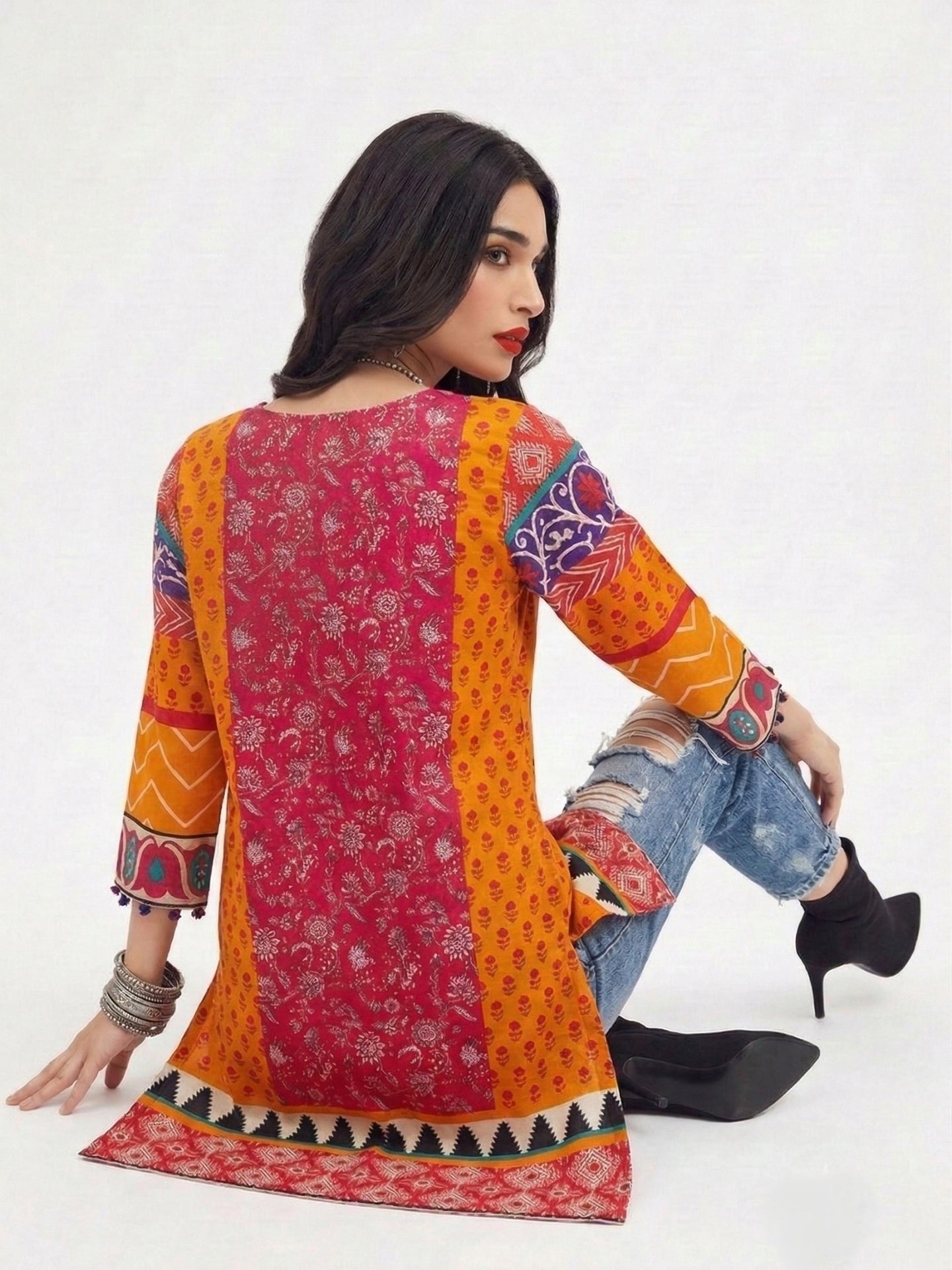 Boho Tribal Print Cotton Lawn Kurti