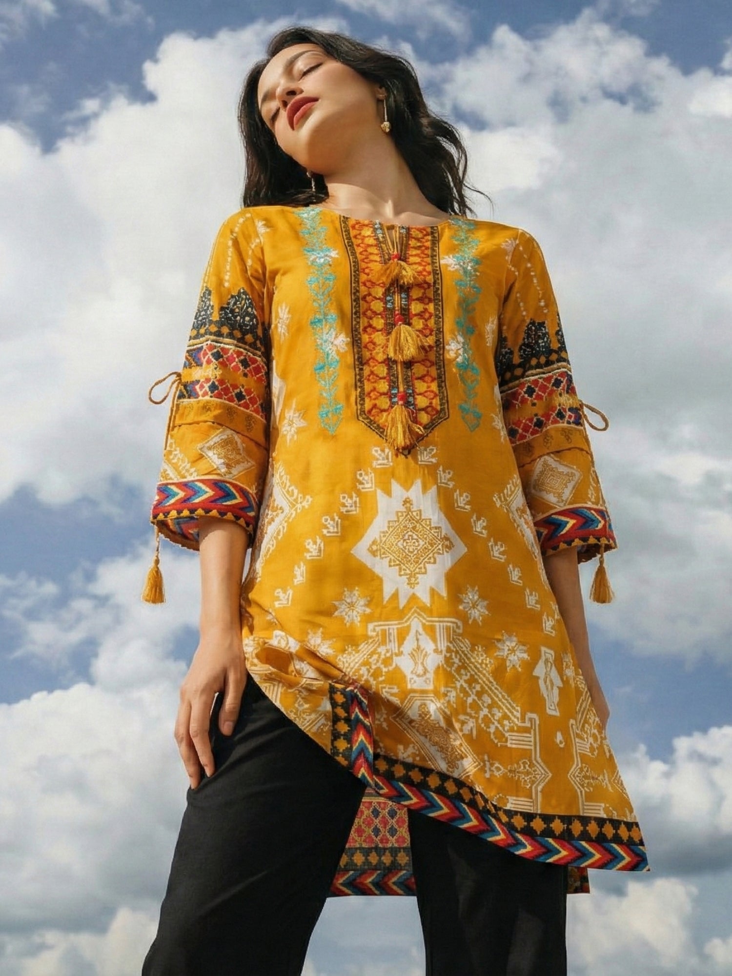 Tribal Motif Cotton Lawn Kurti