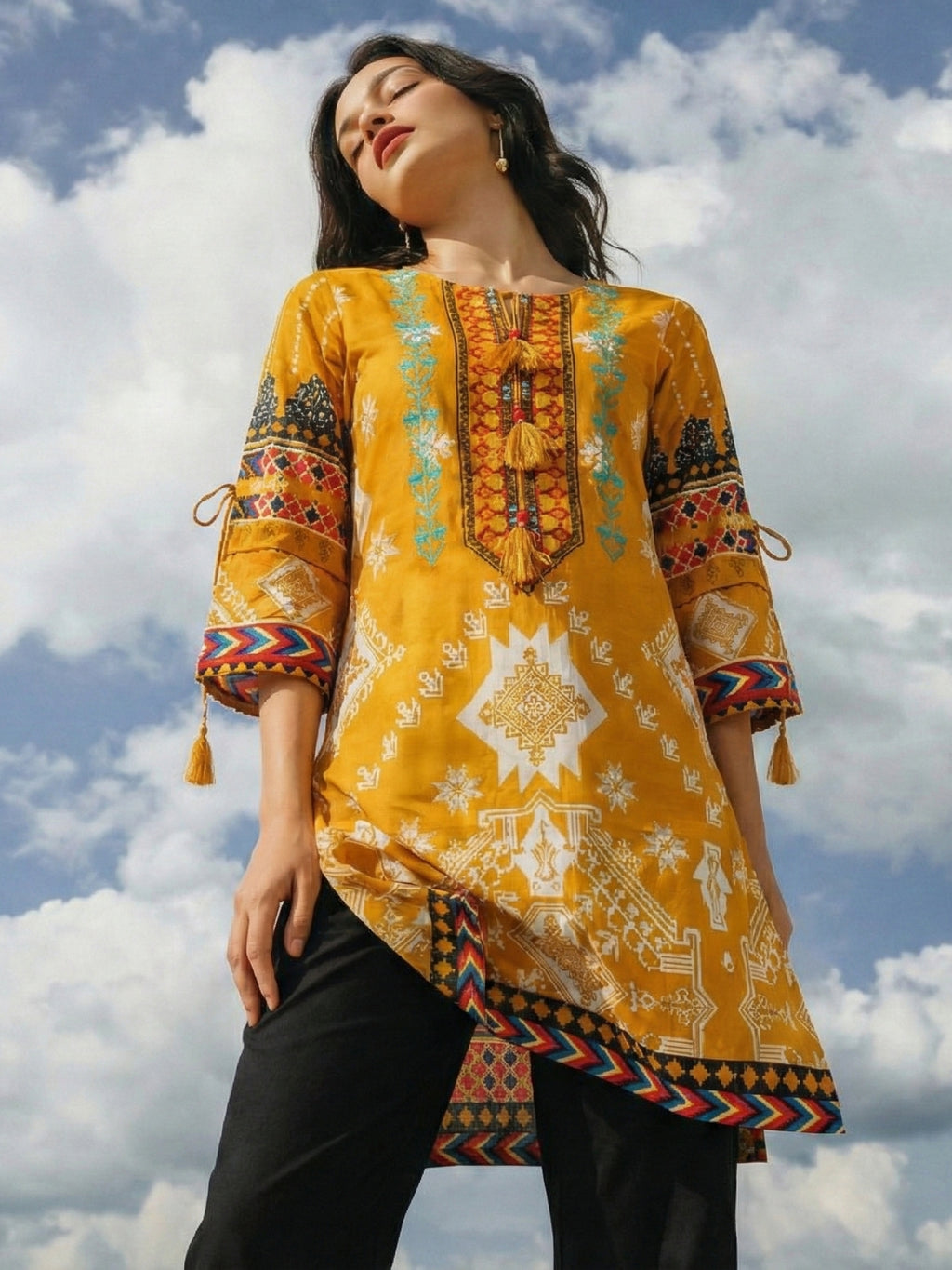 Tribal Motif Cotton Lawn Kurti