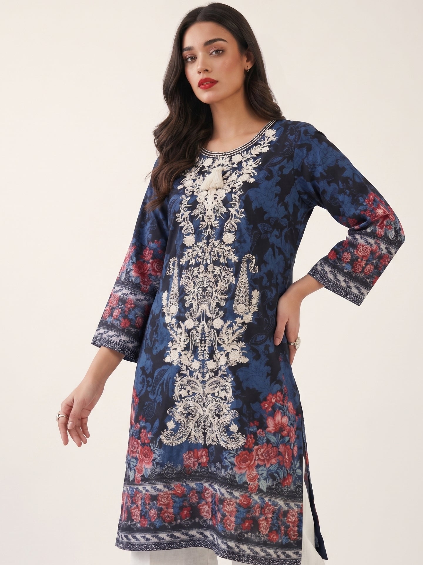 Vintage Floral Cotton Lawn Kurti