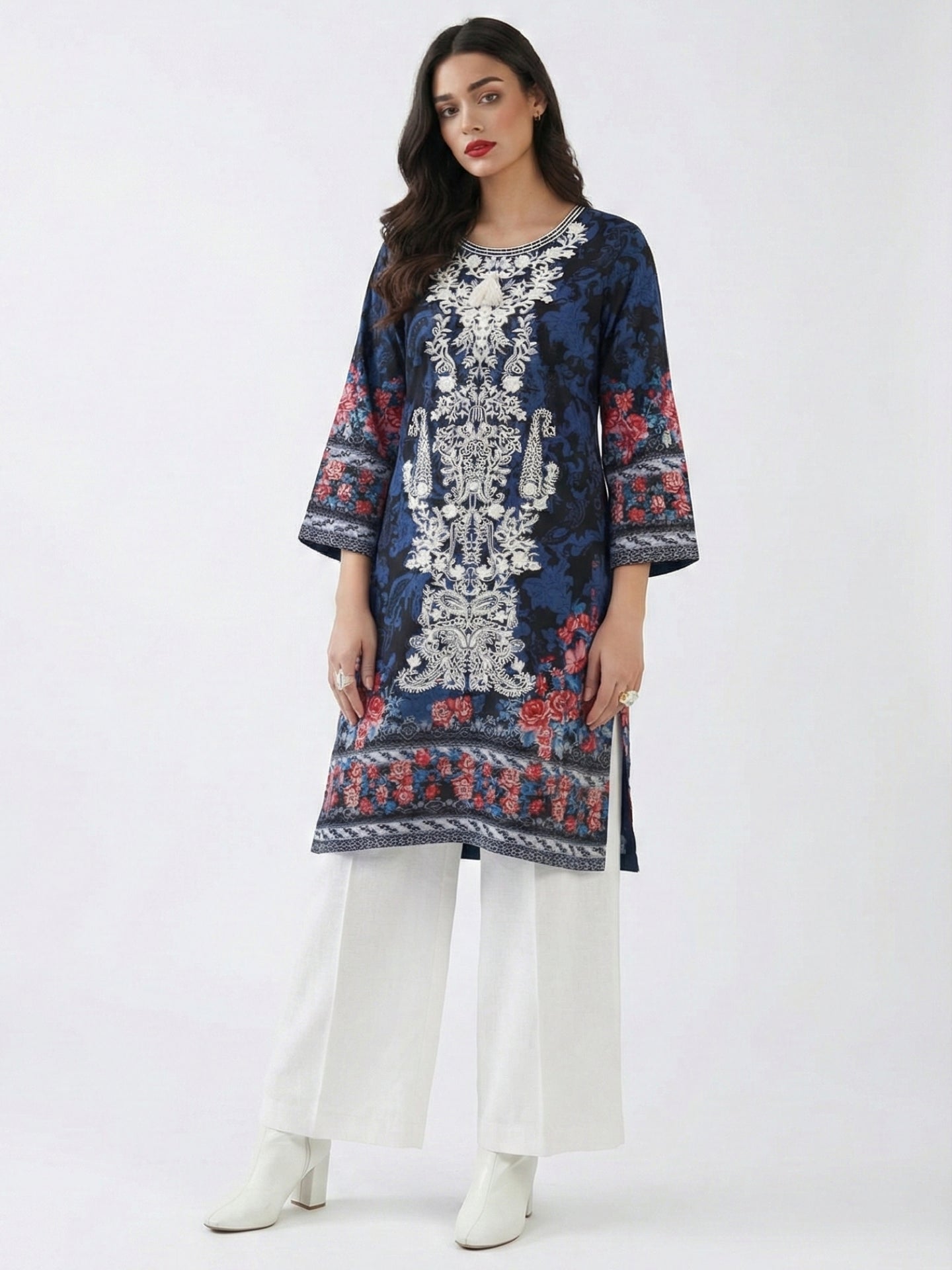 Vintage Floral Cotton Lawn Kurti