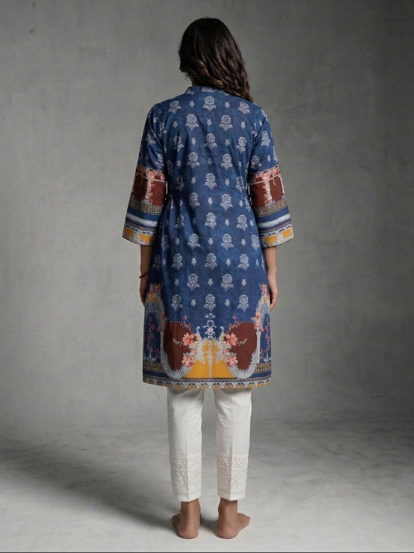 Floral Embroidered Look Cotton Lawn Kurti