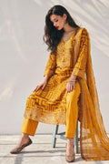Mustard Yellow Embroidered Festive Kurta Set with Dupatta
