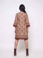 Women's Beige Floral Printed Embroidered Ethnic Kurti