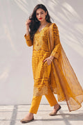 Mustard Yellow Embroidered Festive Kurta Set with Dupatta