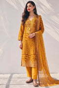 Mustard Yellow Embroidered Festive Kurta Set with Dupatta