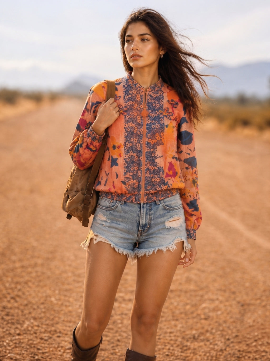 Blush Pink Botanical Print Summer Bomber Jacket