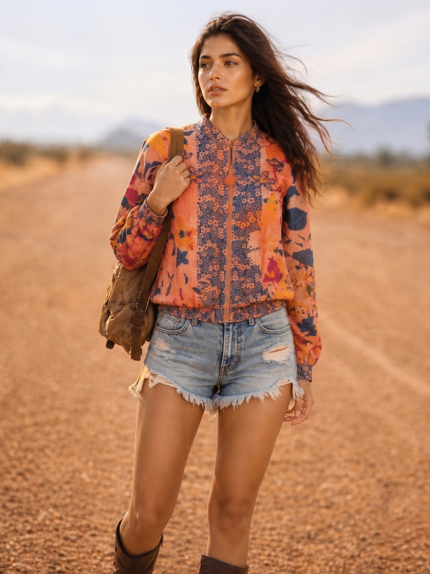 Blush Pink Botanical Print Summer Bomber Jacket