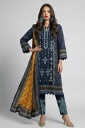Indigo Blue Tribal Printed Kurta Set with Contrast Dupatta