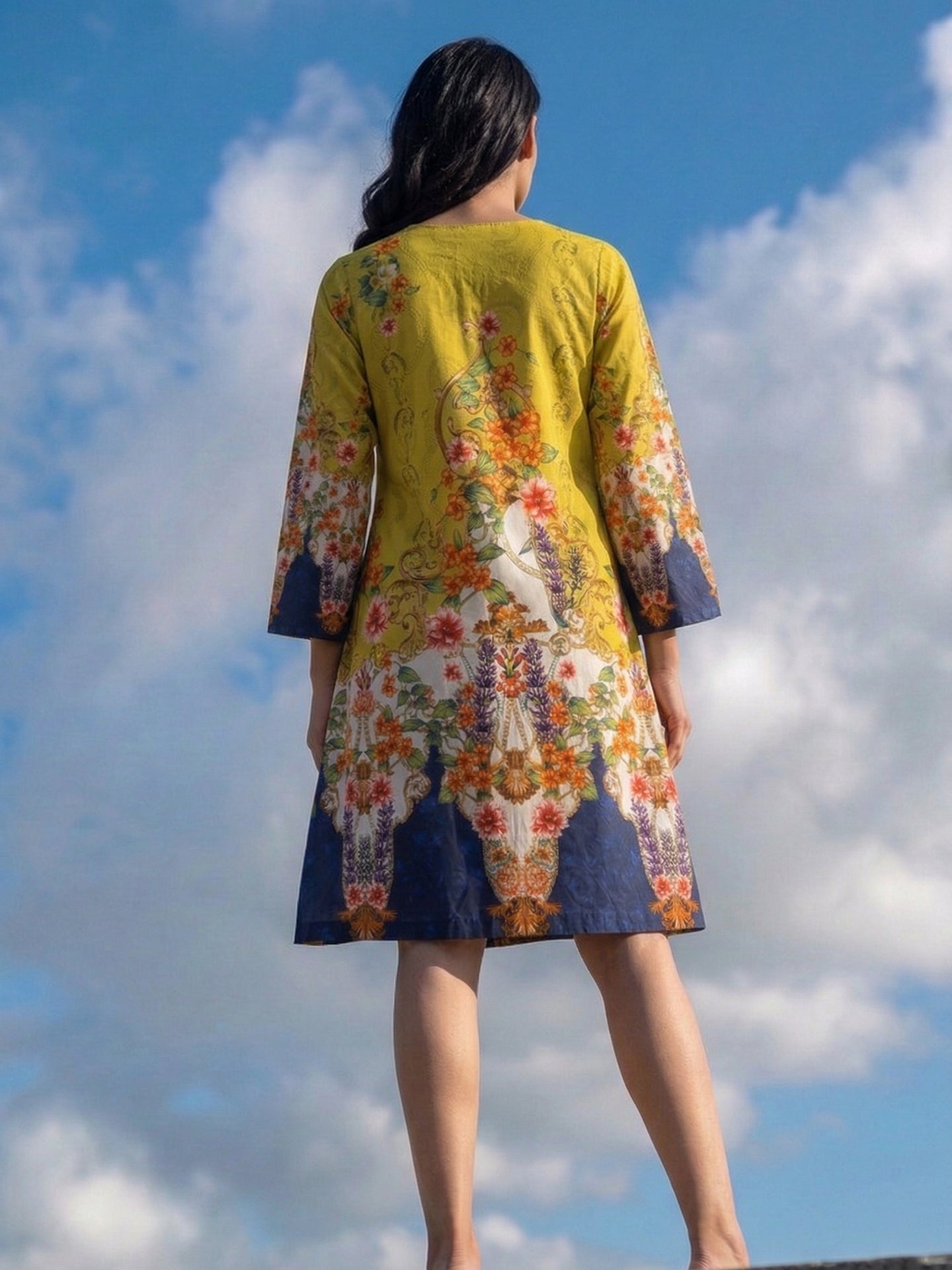 Floral Garden Cotton Lawn A-Line Kurti