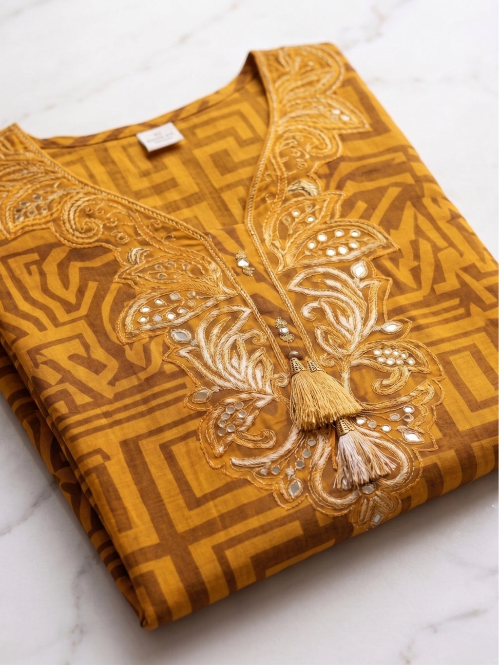 Mustard Yellow Embroidered Festive Kurta Set with Dupatta