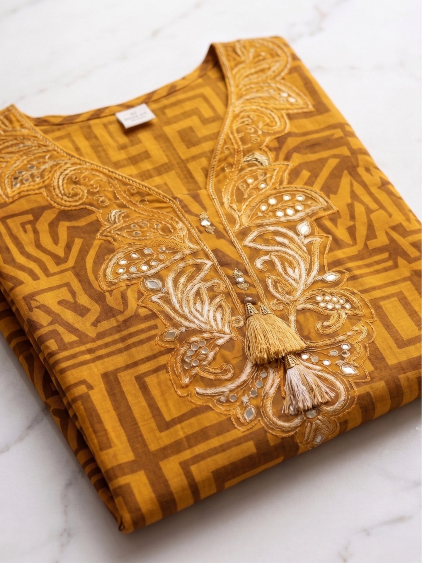 Mustard Yellow Embroidered Festive Kurta Set with Dupatta