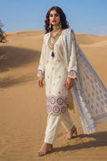 Ivory Floral Border Printed Kurta Set with Dupatta