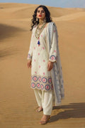 Ivory Floral Border Printed Kurta Set with Dupatta