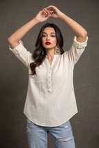 Boho Top with Embroidery | 100% Lawn Cotton