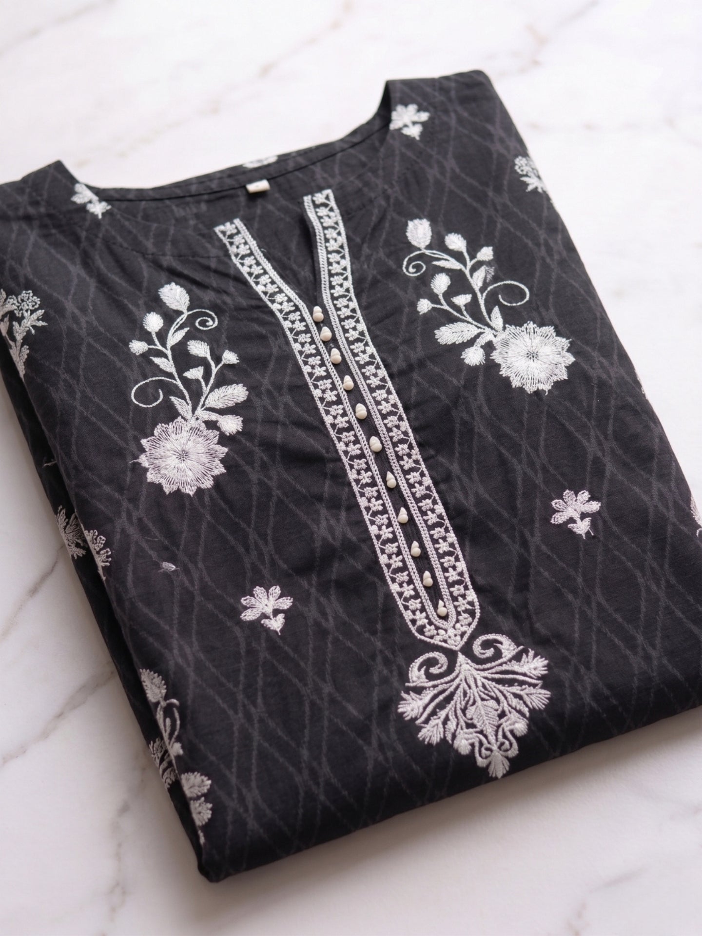 Charcoal Black Ethnic Printed Kurta Set with Dupatta