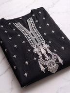 Classic Black Embroidered Ethnic Kurta Set with Dupatta