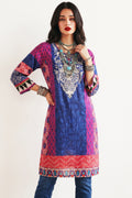 Royal Blue Ethnic Print Cotton Lawn Kurti