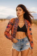 Blush Pink Botanical Print Summer Bomber Jacket