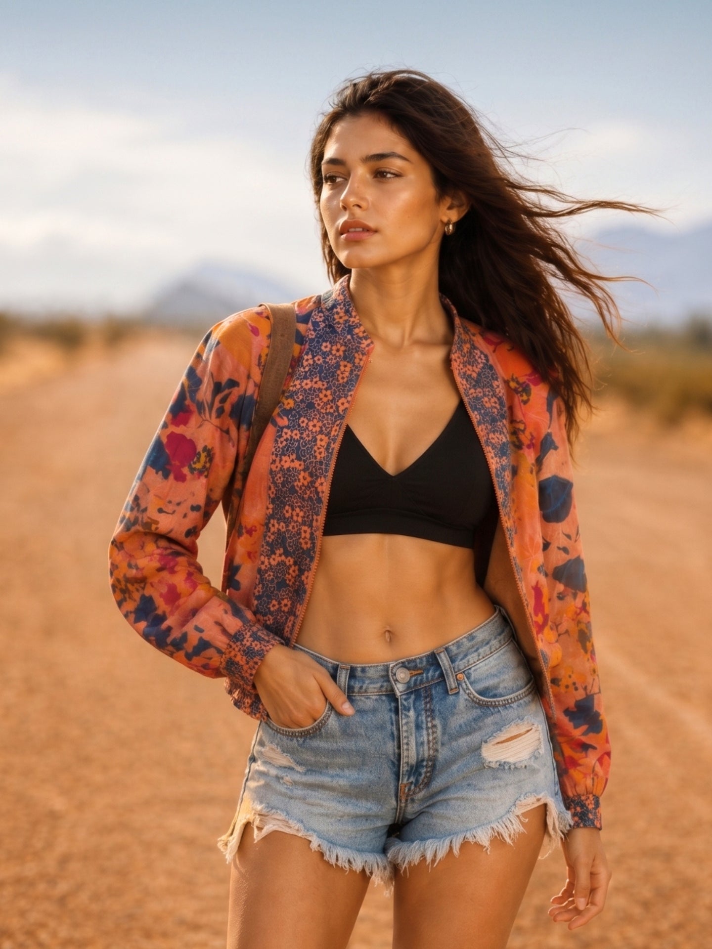 Blush Pink Botanical Print Summer Bomber Jacket