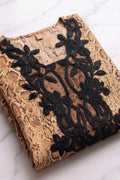 Beige Animal Print Designer Kurta Set with Appliqué Detail