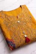 Mustard & Fuchsia Embroidered Festive Kurta Set with Dupatta