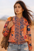 Blush Pink Botanical Print Summer Bomber Jacket