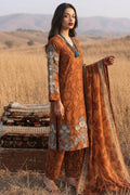 Cinnamon Brown Botanical Printed Cotton Lawn Suit Set