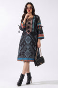 Women's Black Tribal Print Embroidered Straight Kurti