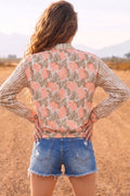 Peach Boho Floral Printed Lightweight Summer Jacket