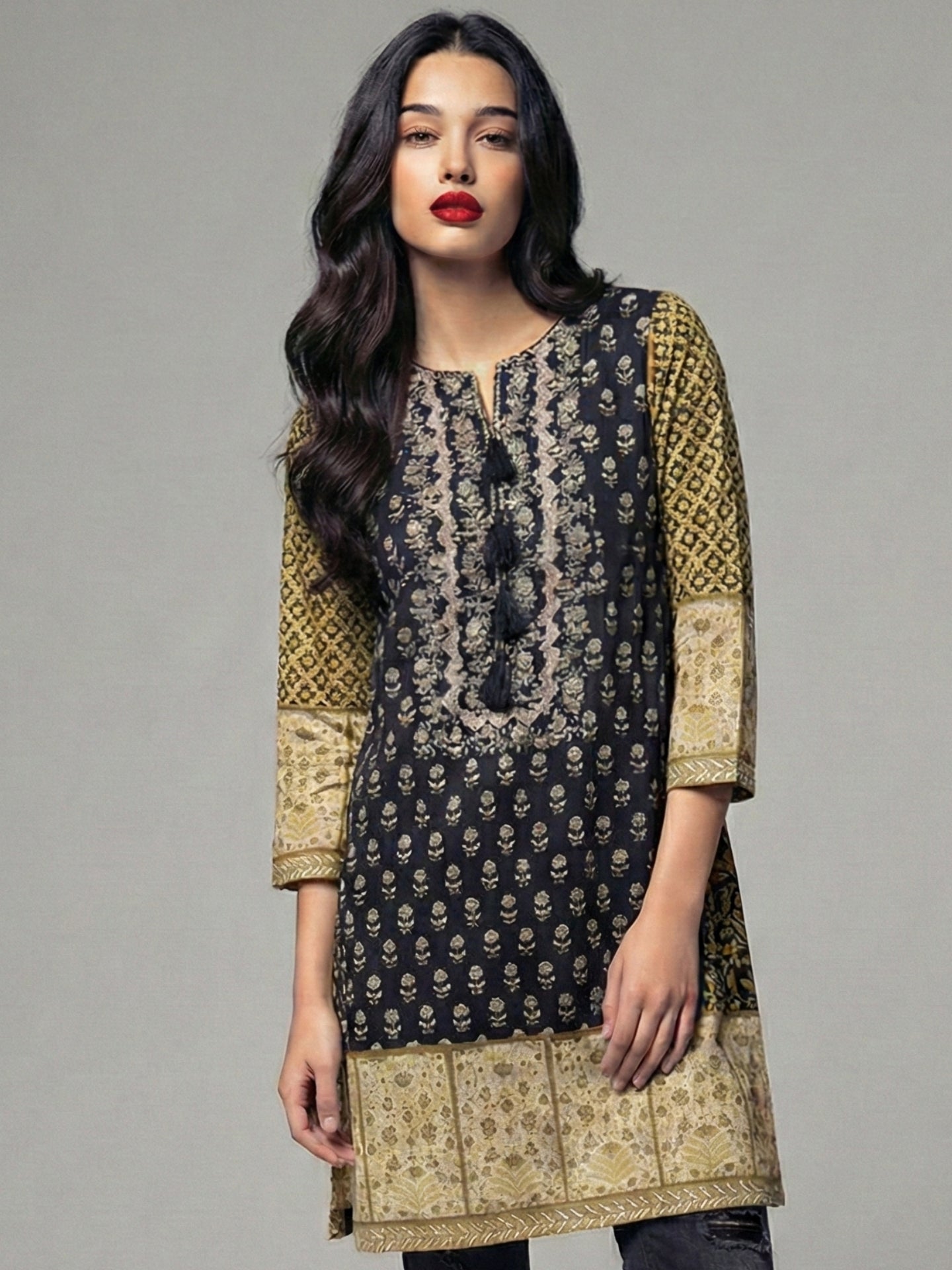 Heritage Print Cotton Lawn Straight Kurti