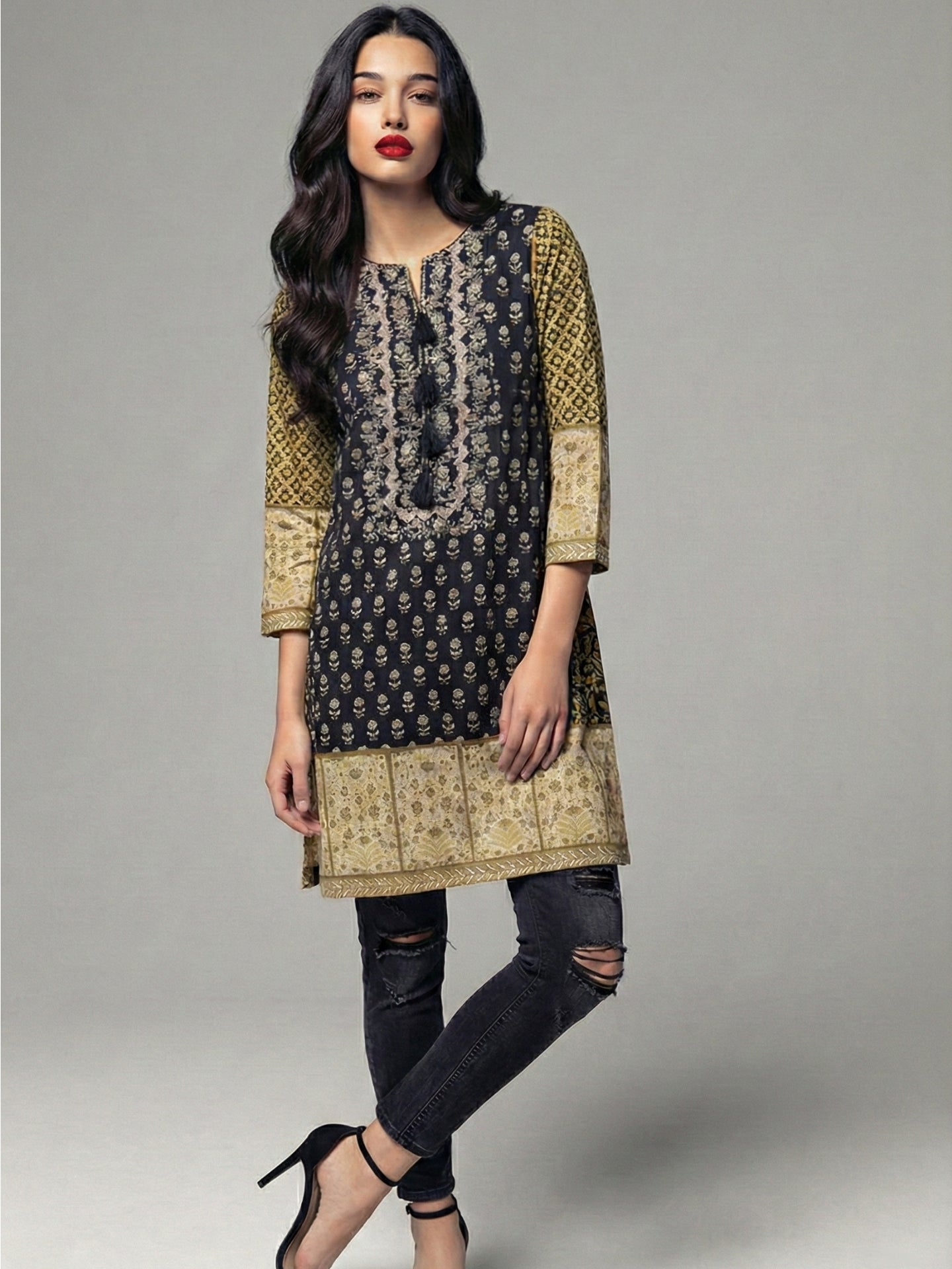 Heritage Print Cotton Lawn Straight Kurti