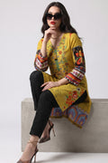 Amani Embroidered Mustard Cotton Lawn Kurti