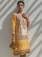 Ikat Print Cotton Lawn Kurti Dress